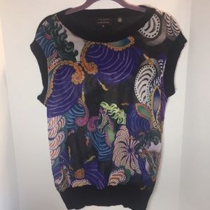 TED BAKER LONDON SHEER TOP WIDE ELASTIC WAISTBAND SLEEVELESS